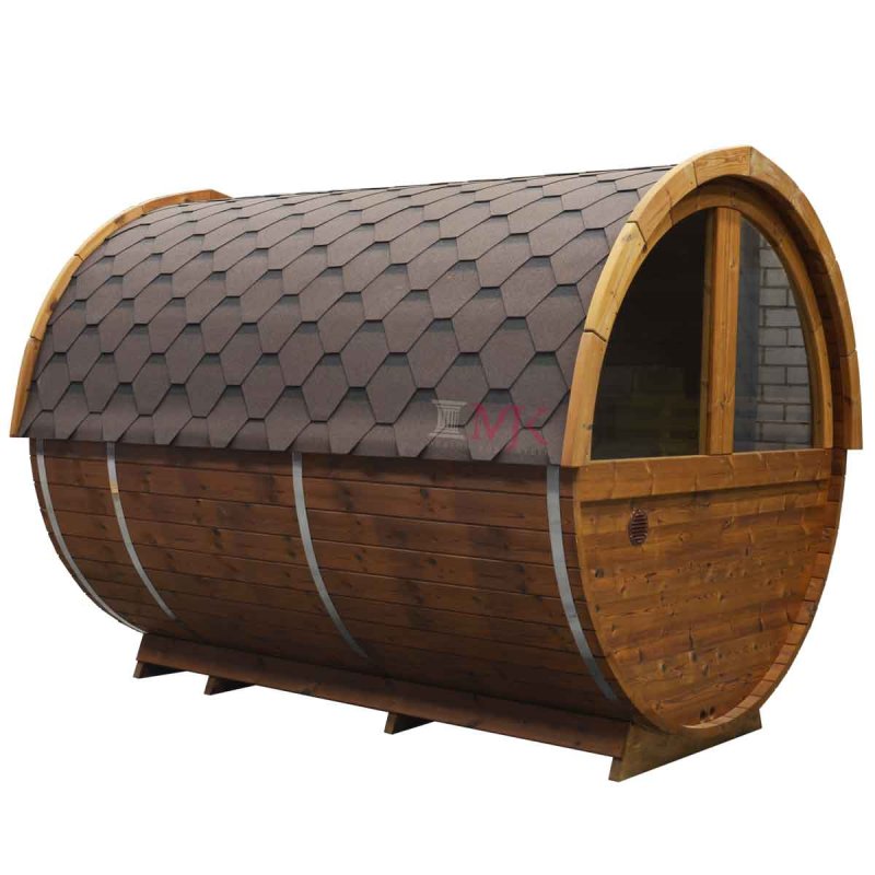 Holzfass-Sauna von buci 4,5 Meter lang