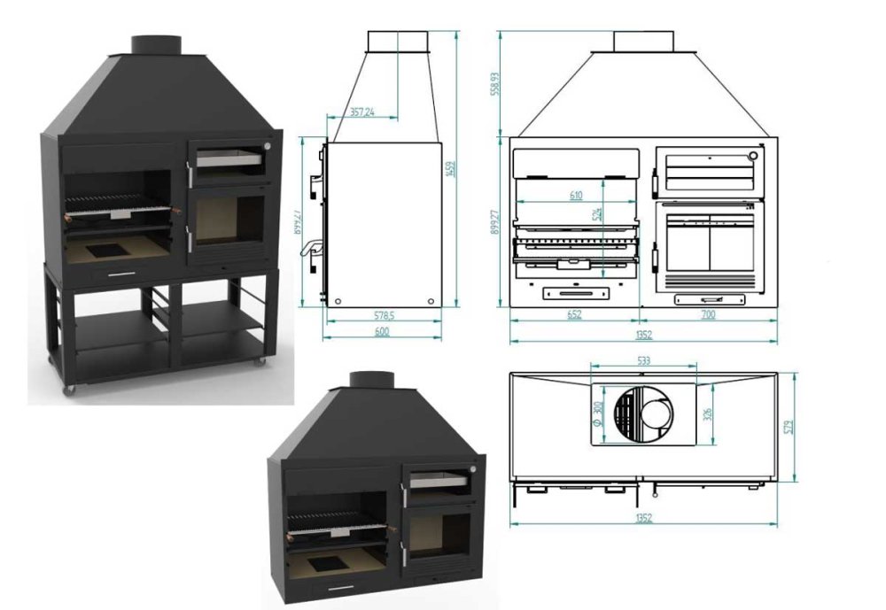 Charcoal and Wood Grill Oven Fusion 140 from FM Calefacción